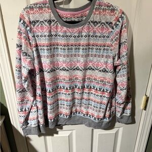 ❄️🦇Cuddl Duds Pink and Gray Patterned Pajama Set